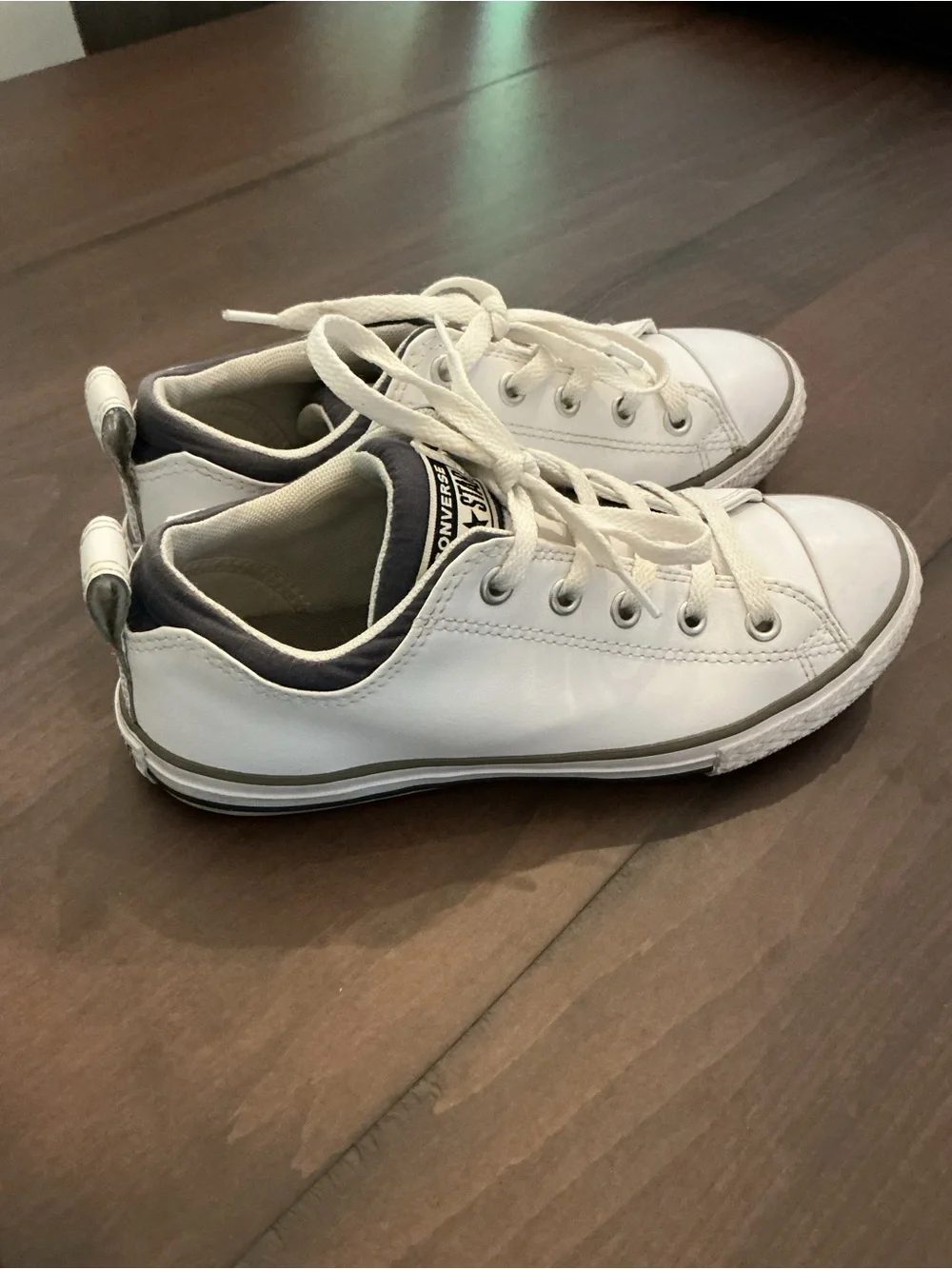 Youth Converse White Low-Top Leather Sneakers